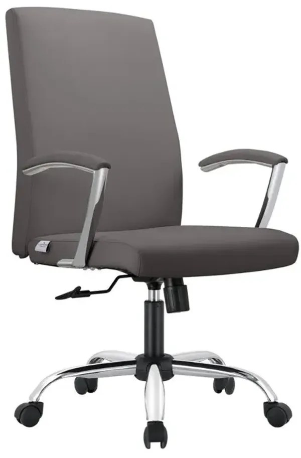 LeisureMod Evander Series Office Chair in Grey Leather