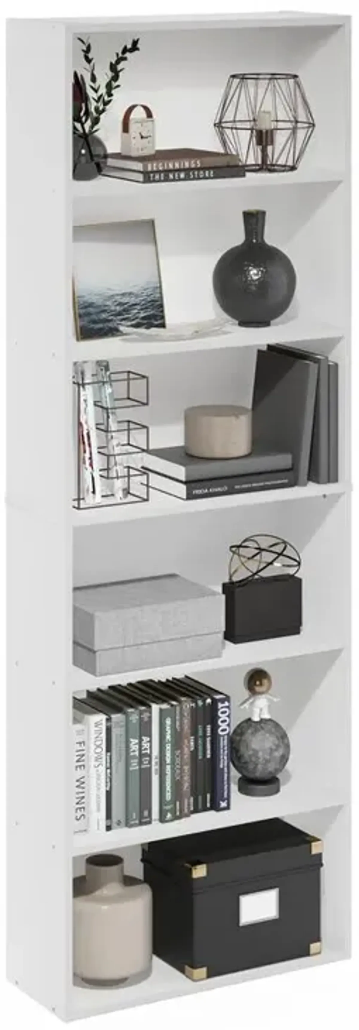 JAYA Simply Home Free Standing 6-Tier Open Storage Bookcase, White