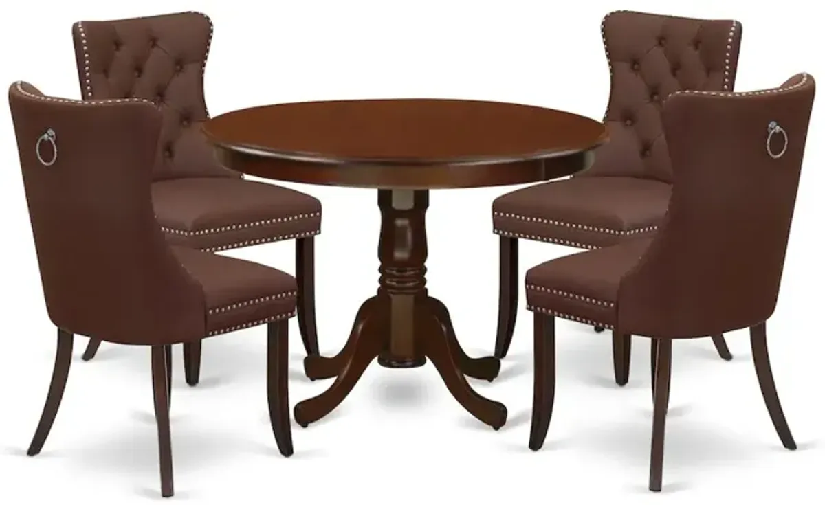 5 Piece Dinette Set Contains a Round Kitchen Table with Pedestal