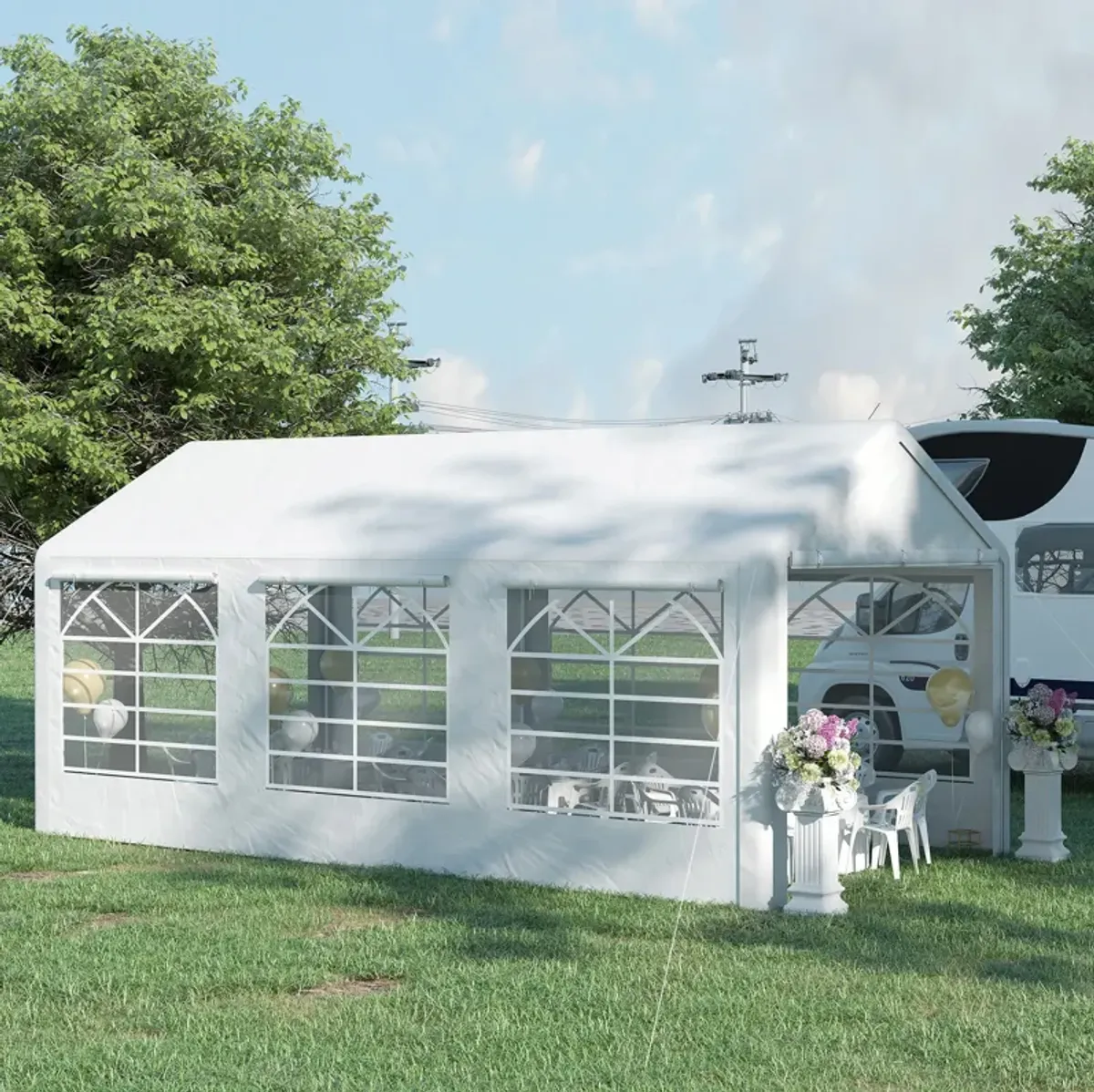 10' x 20' Gazebo Canopy, Carport & Party Tent with 4 Removable Side Walls