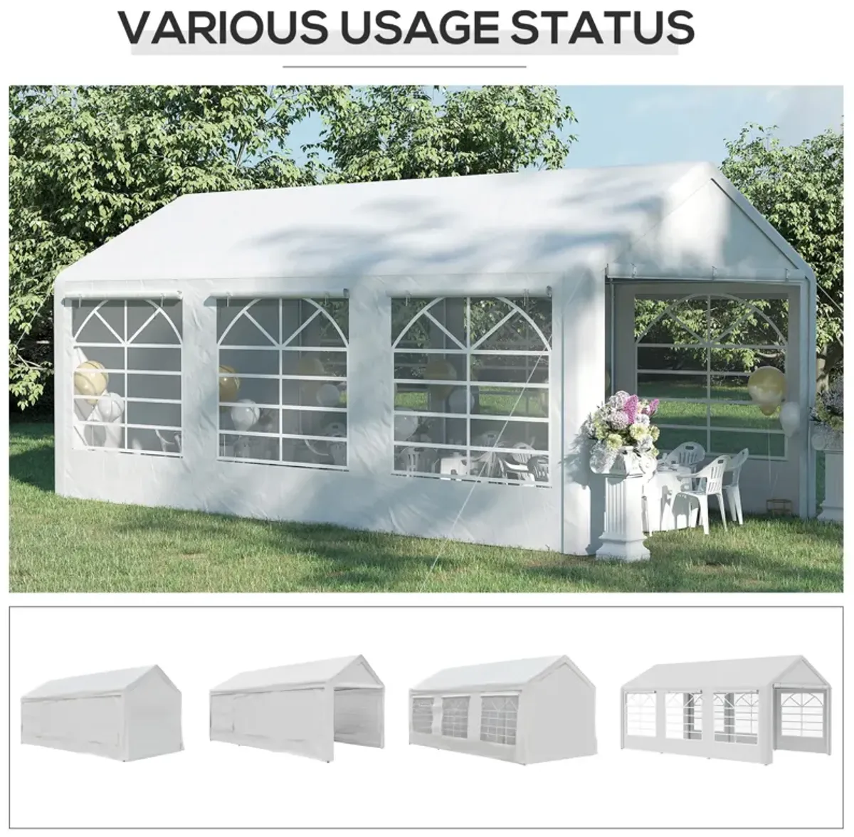 10' x 20' Gazebo Canopy, Carport & Party Tent with 4 Removable Side Walls