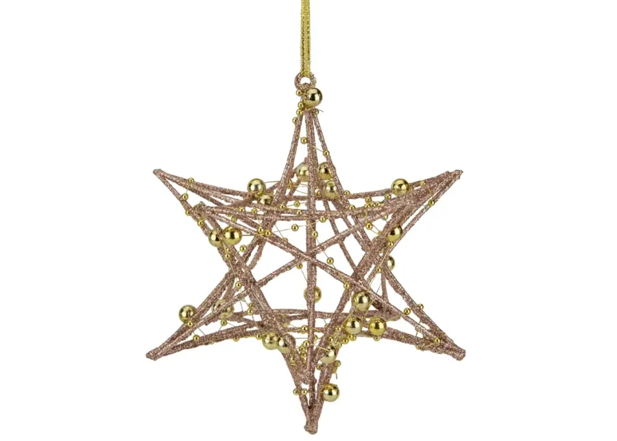 5" Rose Gold Starburst with Glitter and Beads Christmas Ornament