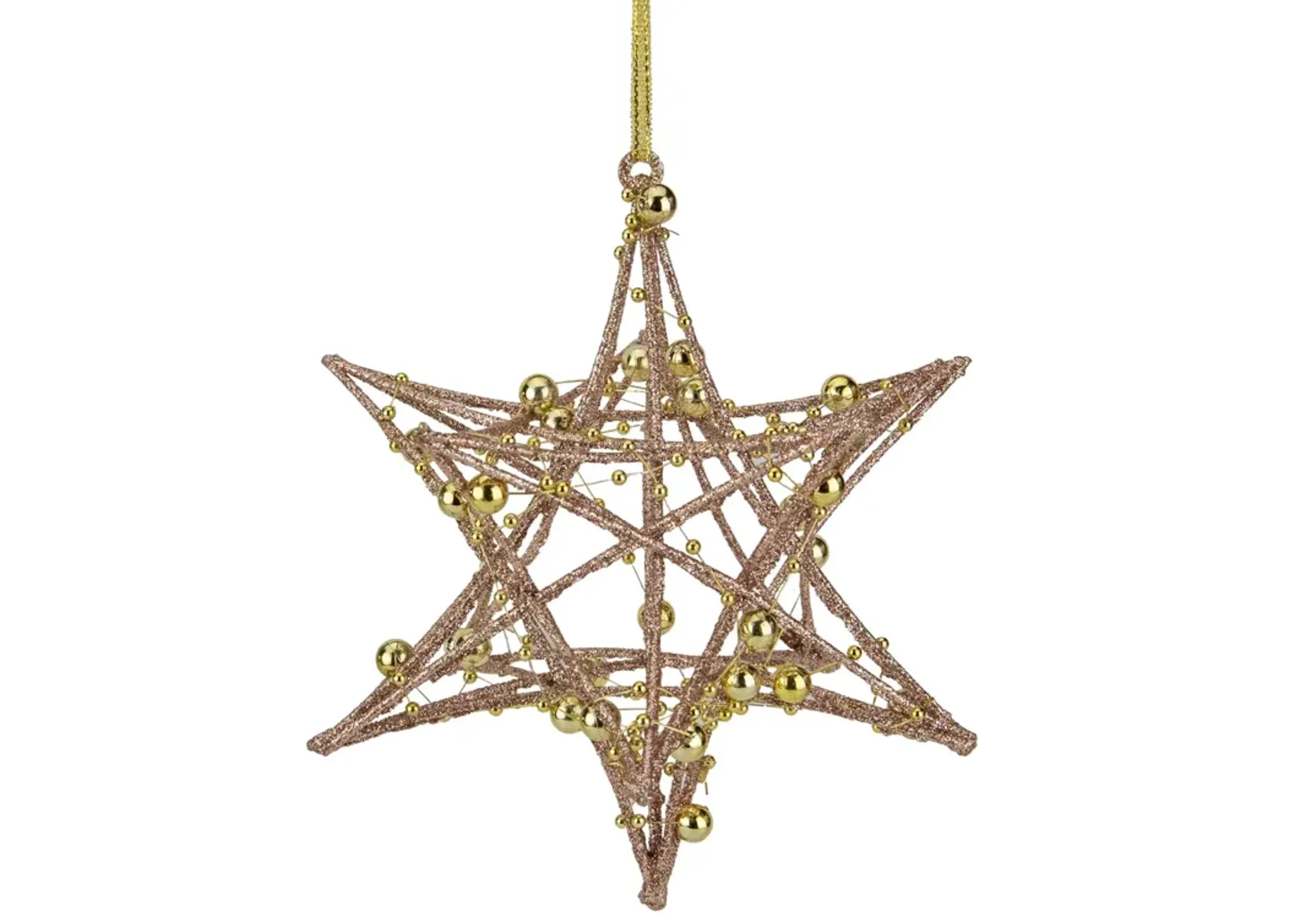 5" Rose Gold Starburst with Glitter and Beads Christmas Ornament