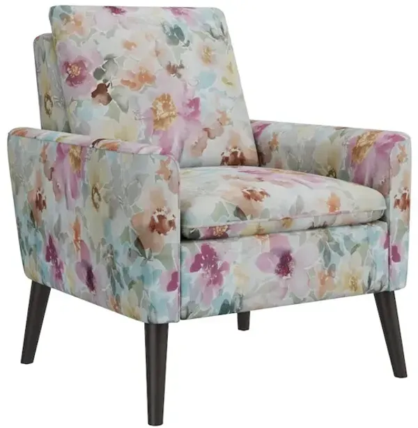 HL Home Furnishings Allyson Mid-Century Modern Armchair in Pastel Pink Floral