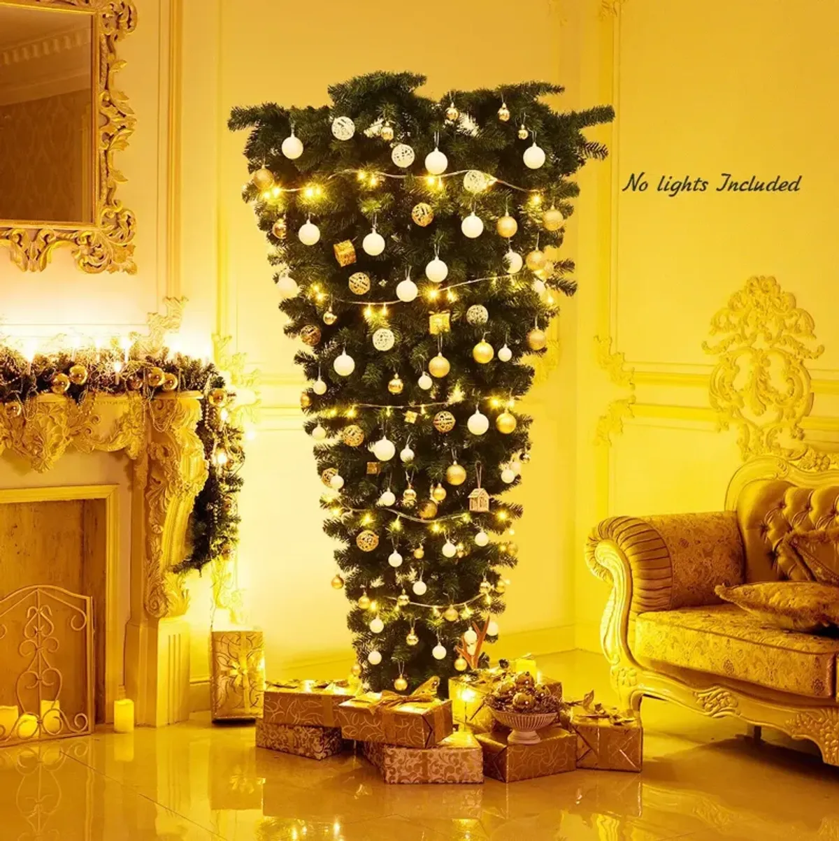 Unlit Upside Down Artificial Christmas Tree for Unique and Modern Holiday Decor