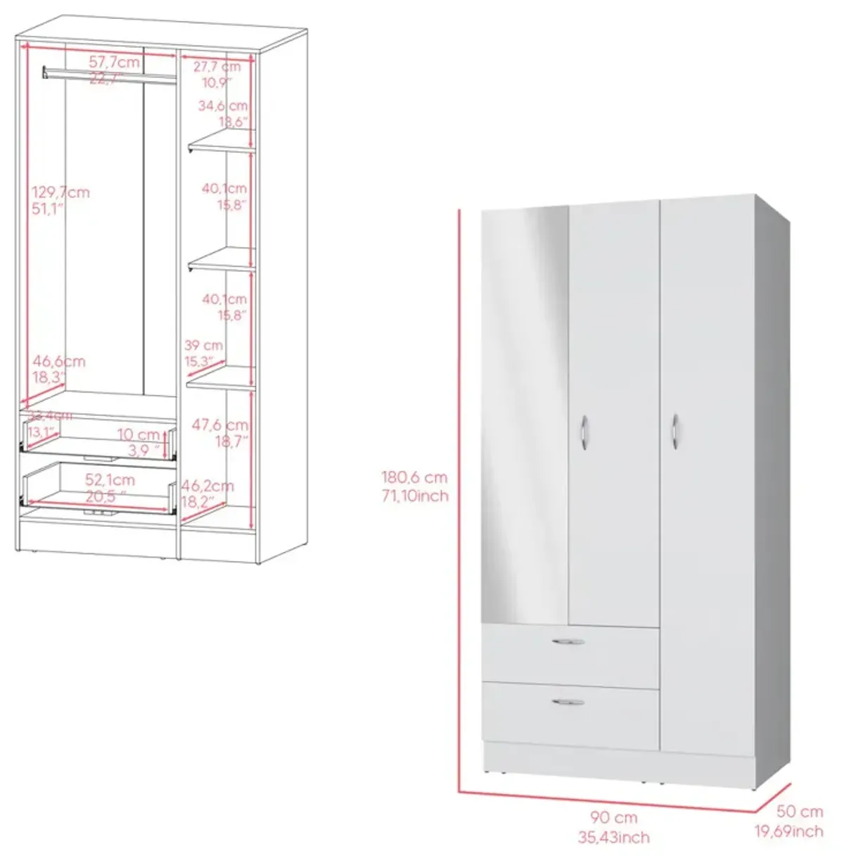 Armoire Haddam, Bedroom, White