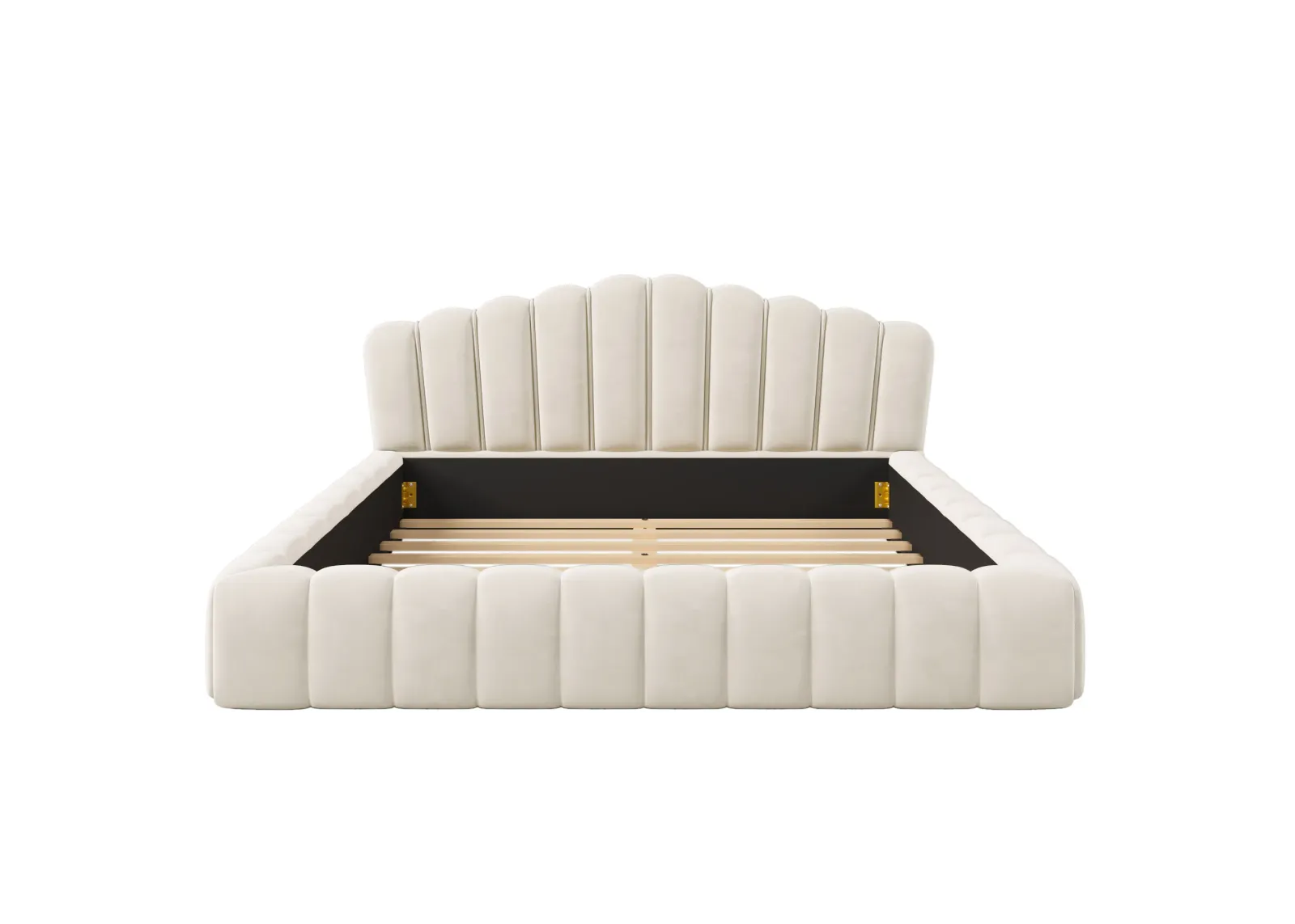 Merax Velvet Bed Frame with Shell-Shaped Headboard