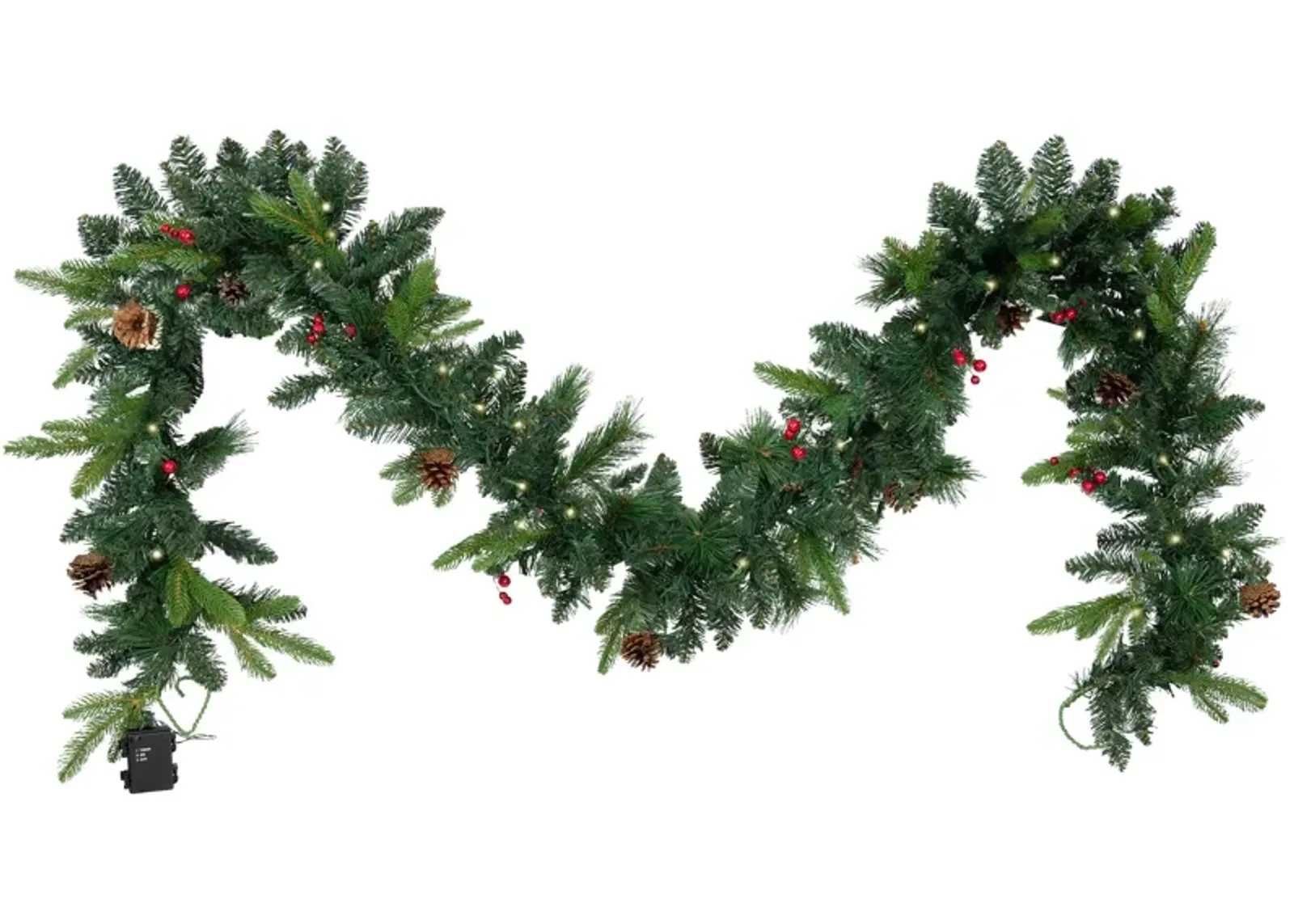 Sunnydaze Holiday Glimmer 9' Pre-Lit PVC Garland - Traditional