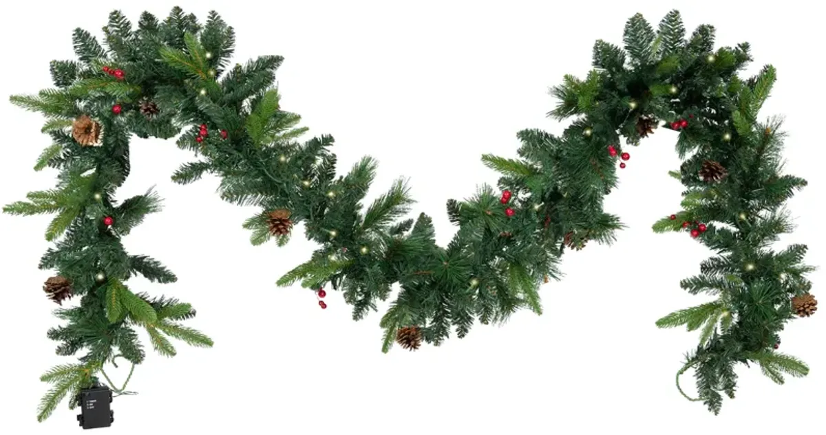 Sunnydaze Holiday Glimmer 9' Pre-Lit PVC Garland - Traditional