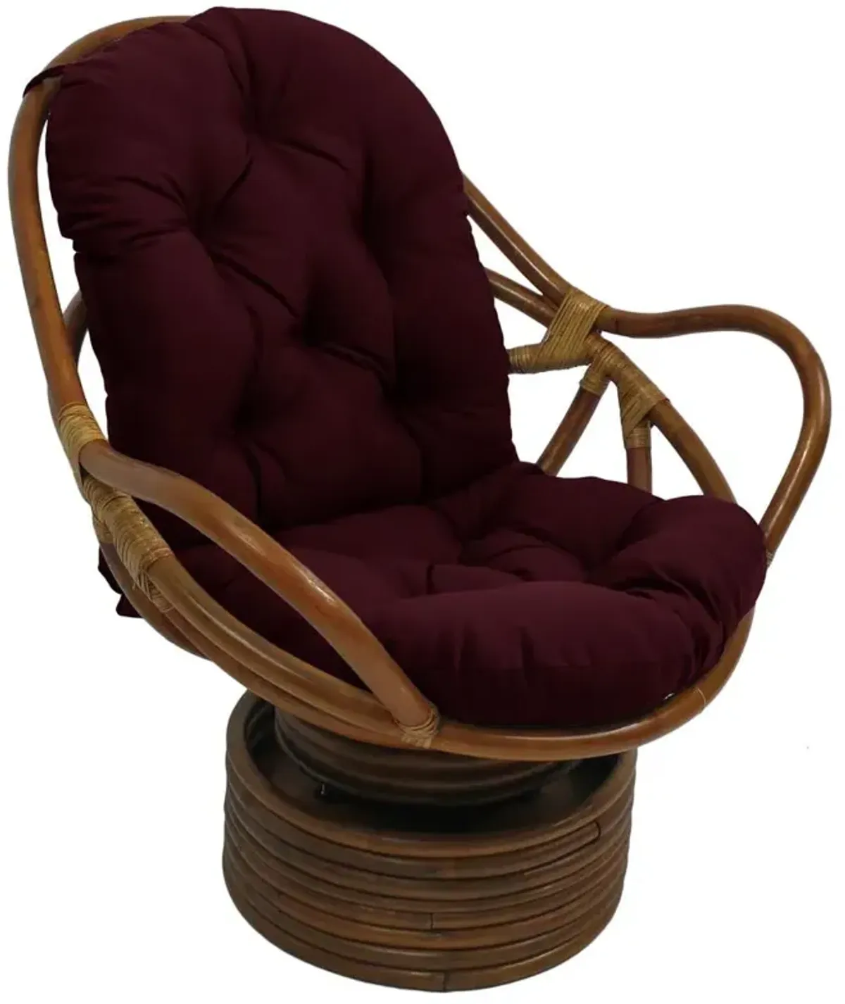 Rattan Swivel Rocker with Outdoor Fabric Cushion, Merlot