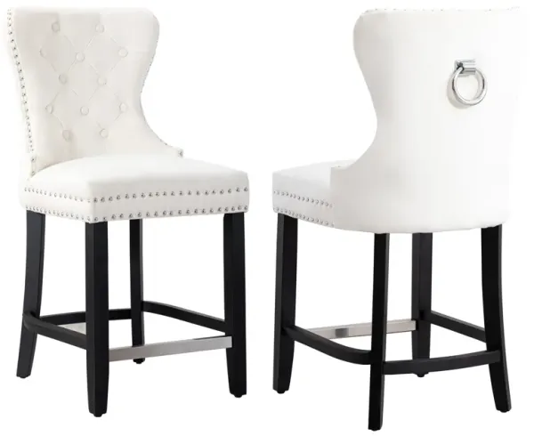 WestinTrends 24" Tufted Velvet Counter Stool (Set of 2)