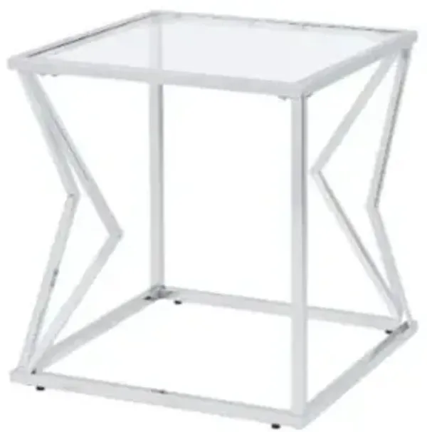 Hivvago 22" Chrome And Clear Glass And Metal Square End Table With Shelf