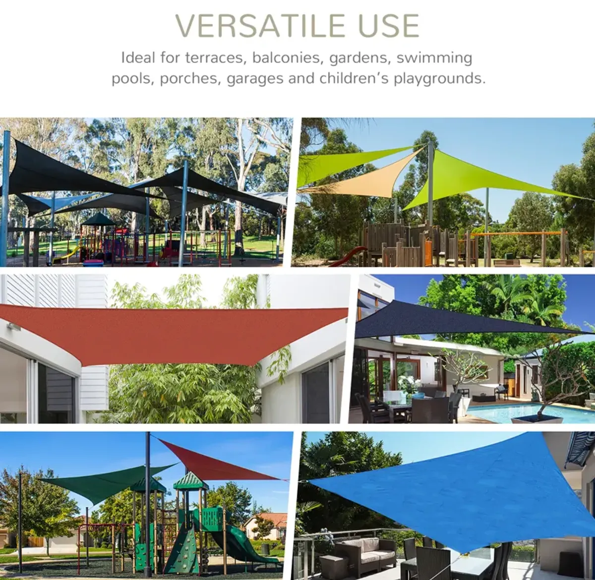 Sun Shade Sail Triangle Rectangle Square Outdoor Patio Canopy UV Top Shelter