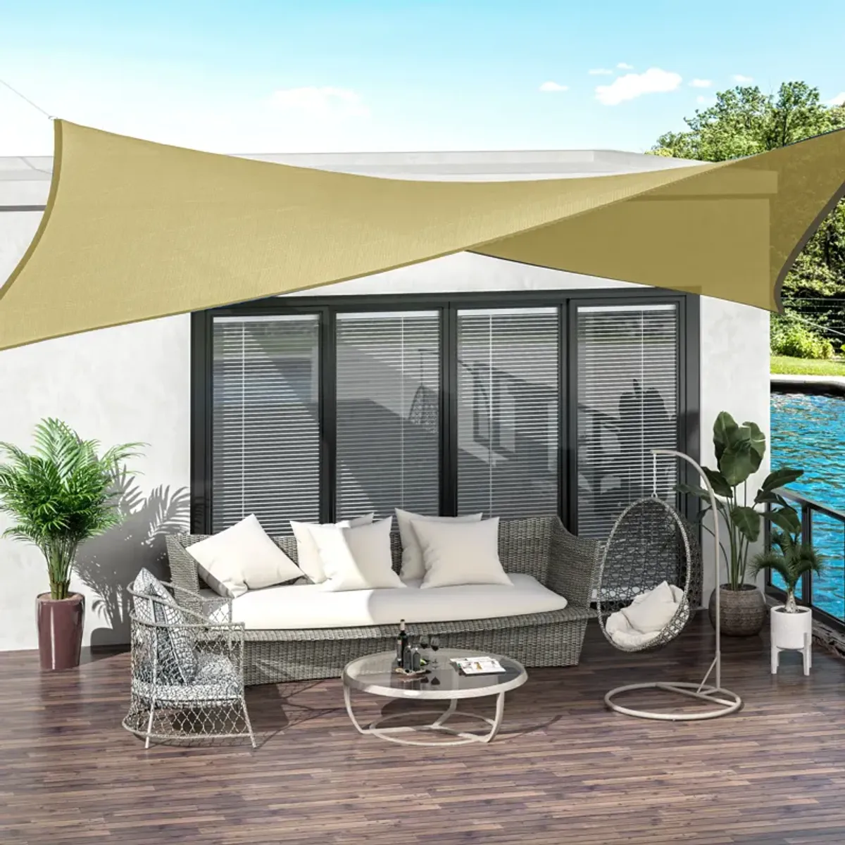 Sun Shade Sail Triangle Rectangle Square Outdoor Patio Canopy UV Top Shelter