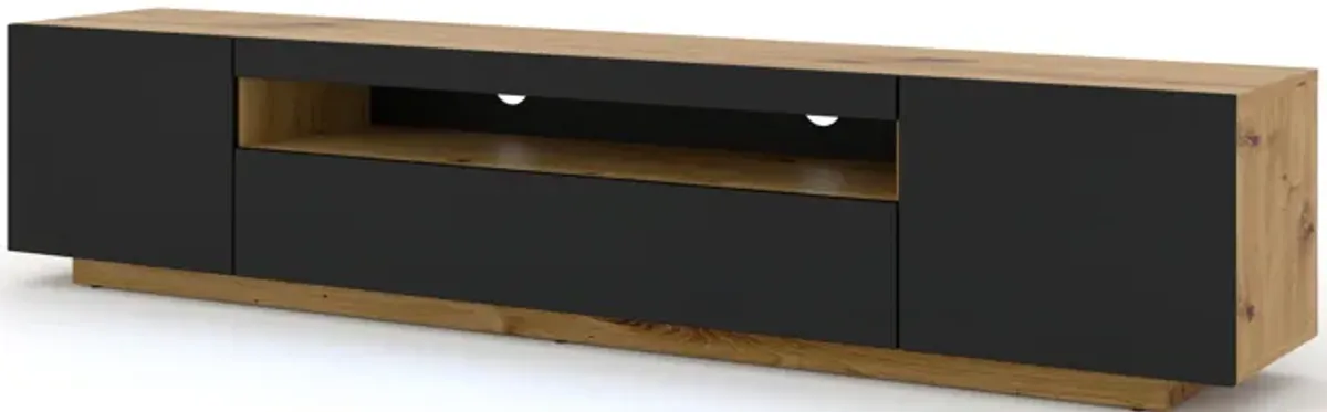 TV Stand Aura 78.74 in Natural Artisan Oak / Black Matt