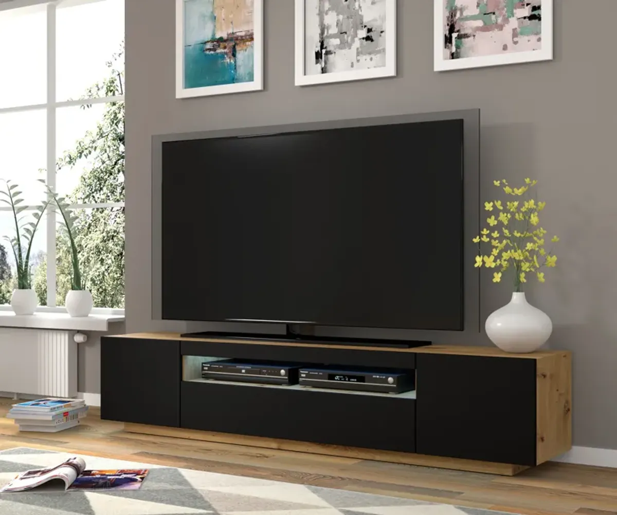 TV Stand Aura 78.74 in Natural Artisan Oak / Black Matt