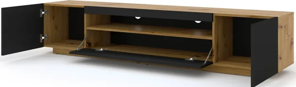 TV Stand Aura 78.74 in Natural Artisan Oak / Black Matt