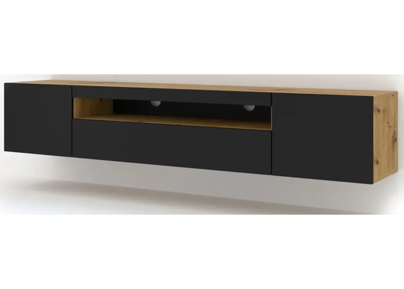 TV Stand Aura 78.74 in Natural Artisan Oak / Black Matt