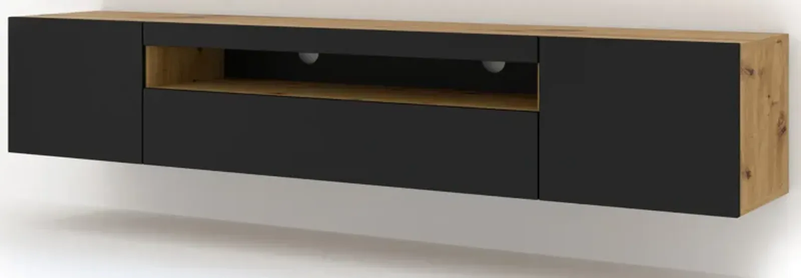 TV Stand Aura 78.74 in Natural Artisan Oak / Black Matt