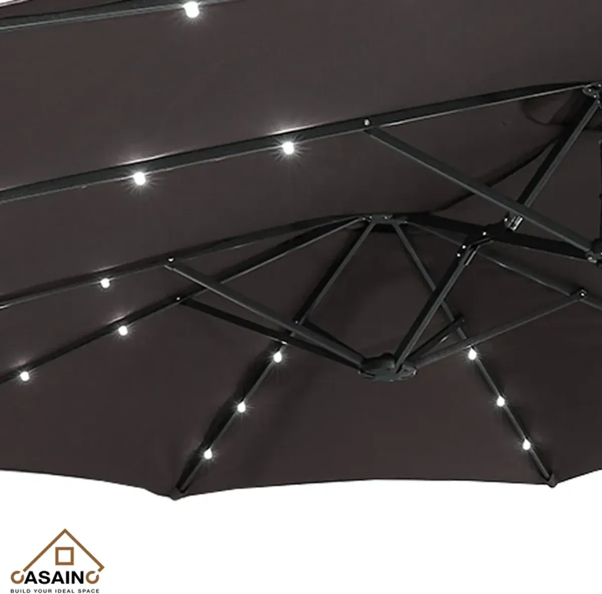 15ft Patio Maket Umbrella with base and led.