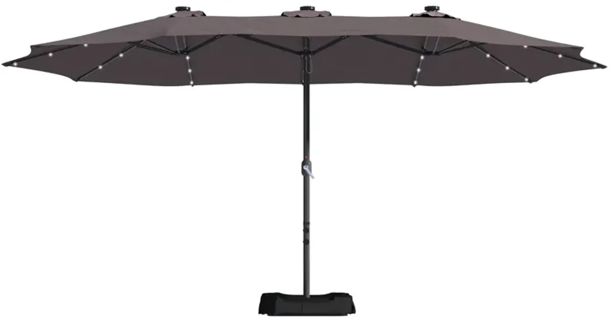 15ft Patio Maket Umbrella with base and led.