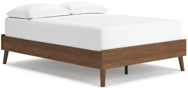 Forni Full Size Platform Bed, Dark Brown Wood, Sleek Splayed Legs - Benzara