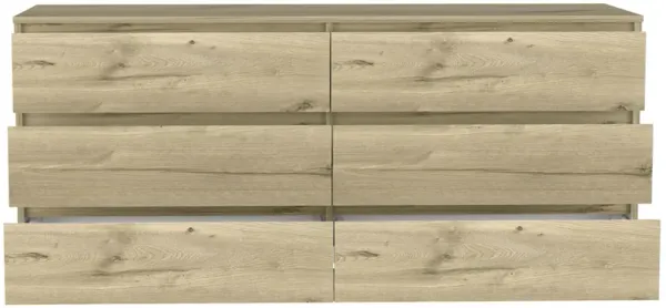 DEPOT E-SHOP Cocora 6 Drawer Double Dresser, Superior Top, Black