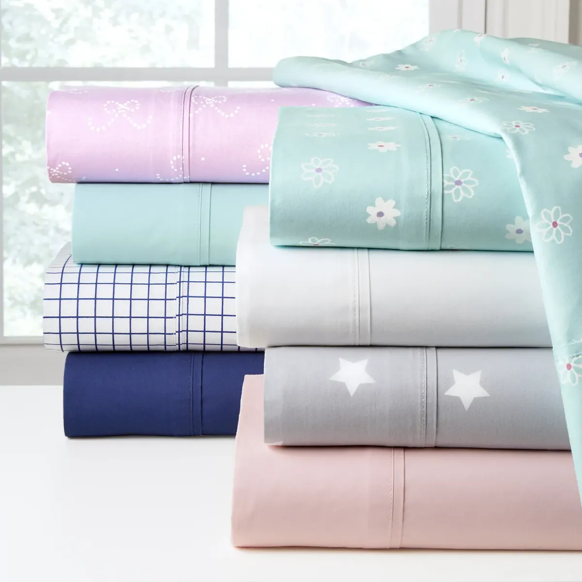 Pointehaven 200 Thread Count Combed Cotton Percale 3 pc Sheet Set