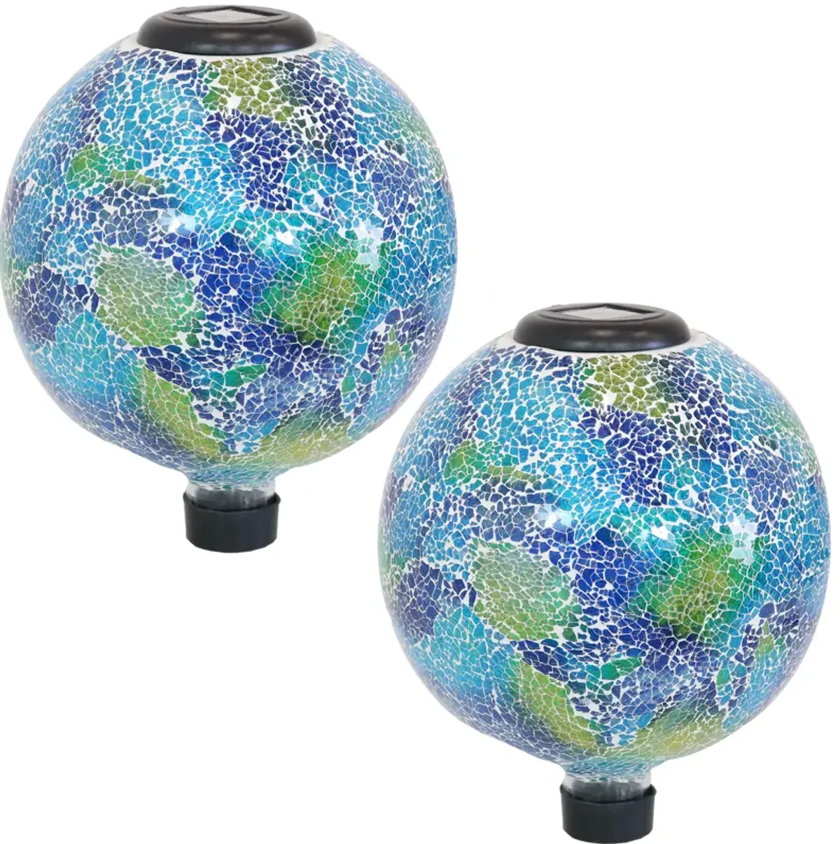 Sunnydaze Azul Terra Crackled Glass Solar Gazing Globe - 10 in