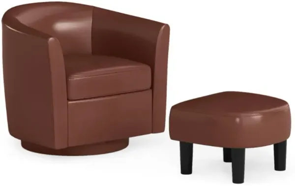 Hivvago Modern Club Swivel Accent Chair with Ottoman Footrest Curved Backrest