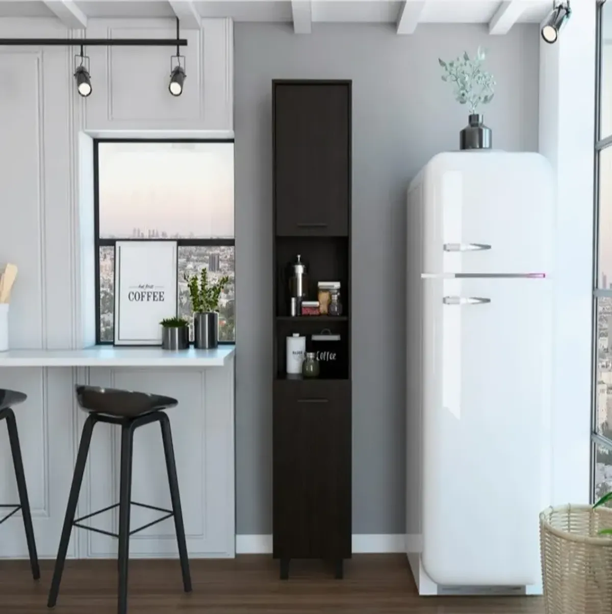 Pantry Cabinet Almada, Kitchen, Black