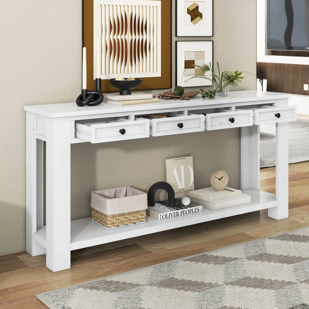 Merax Modern Console Table  with Storage Drawers