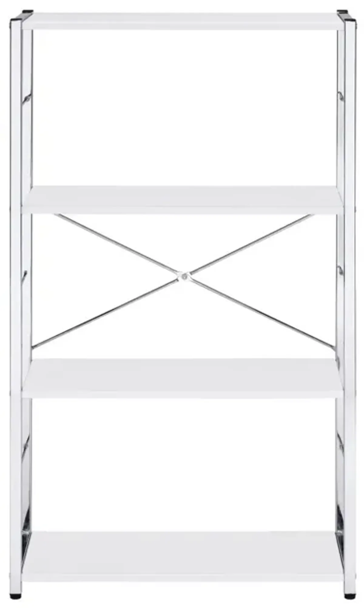 Tennis Bookshelf, White & Chrome Finish 93192