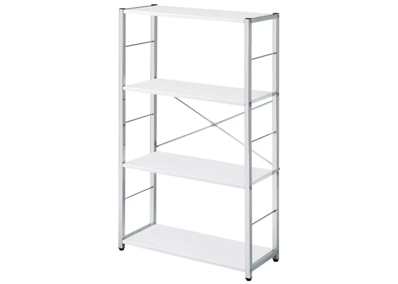 Tennis Bookshelf, White & Chrome Finish 93192