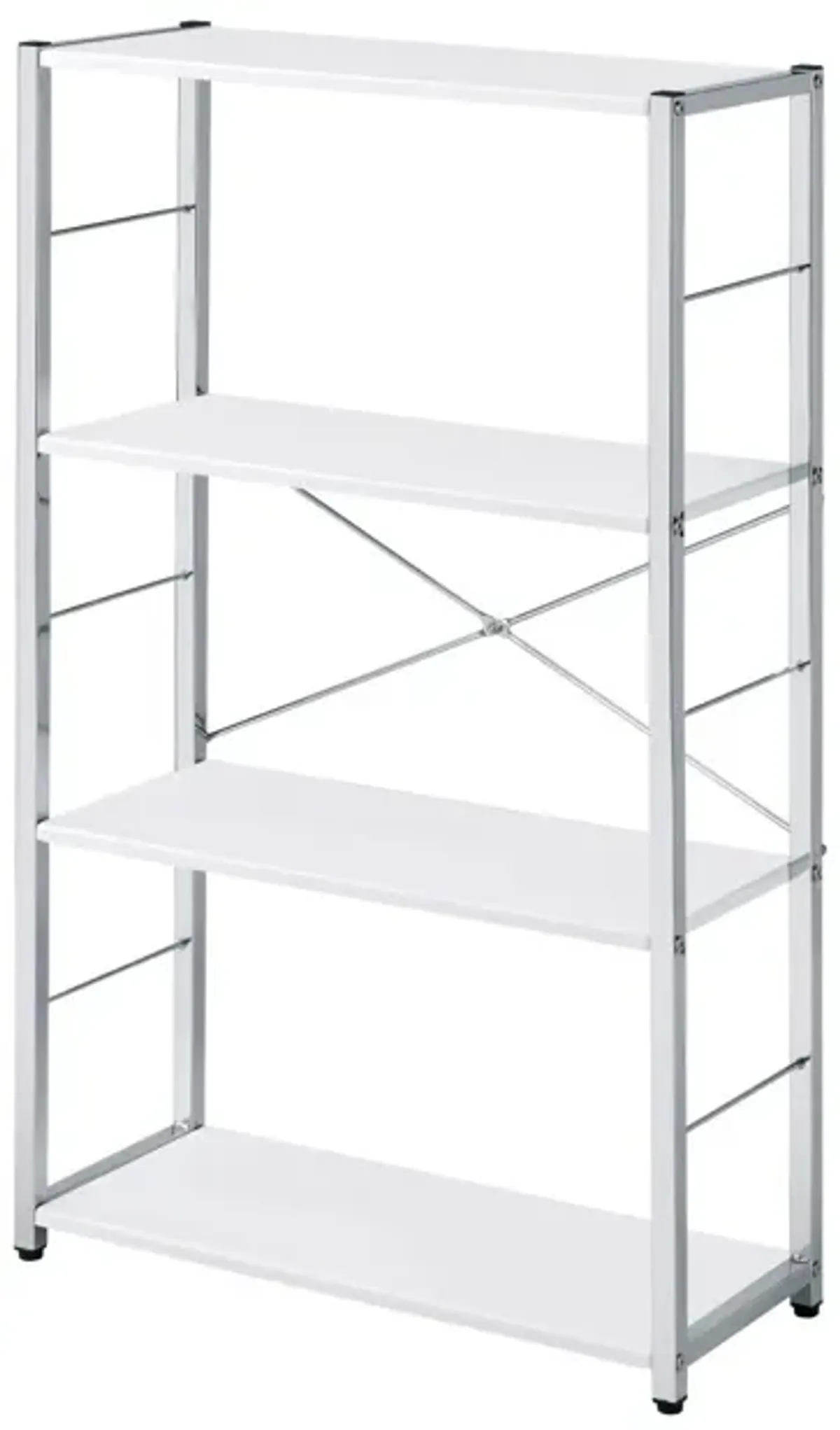 Tennis Bookshelf, White & Chrome Finish 93192