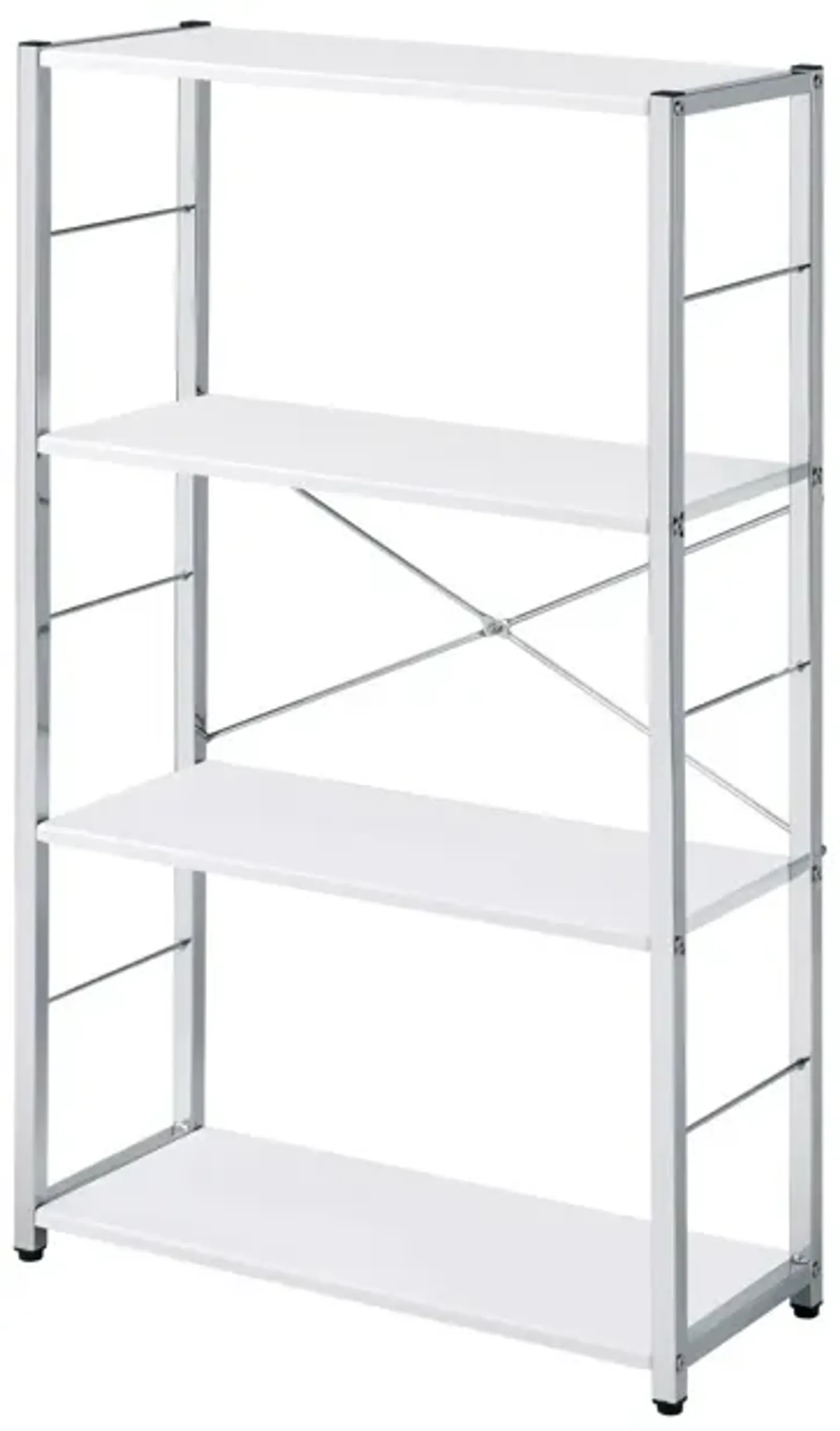 Tennis Bookshelf, White & Chrome Finish 93192