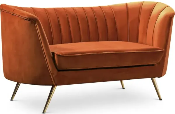 Meridian Furniture Margo Cognac Velvet Loveseat