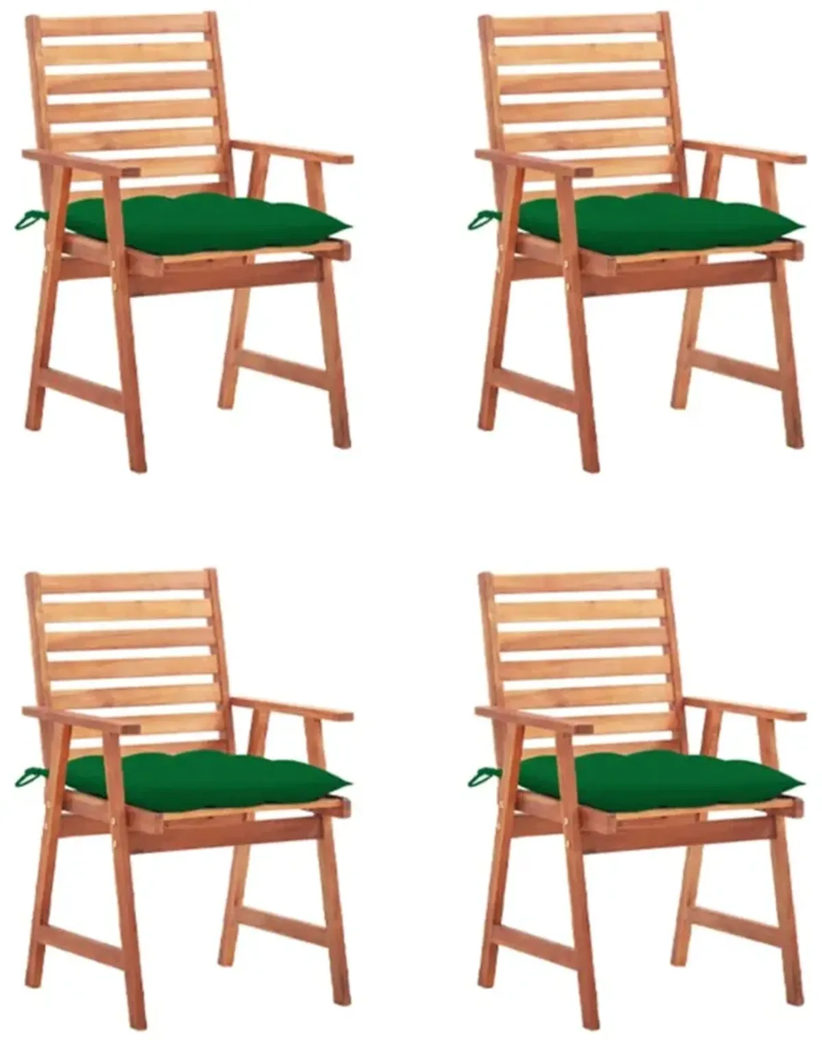 vidaXL Patio Dining Chairs 4 pcs with Cushions Solid Acacia Wood