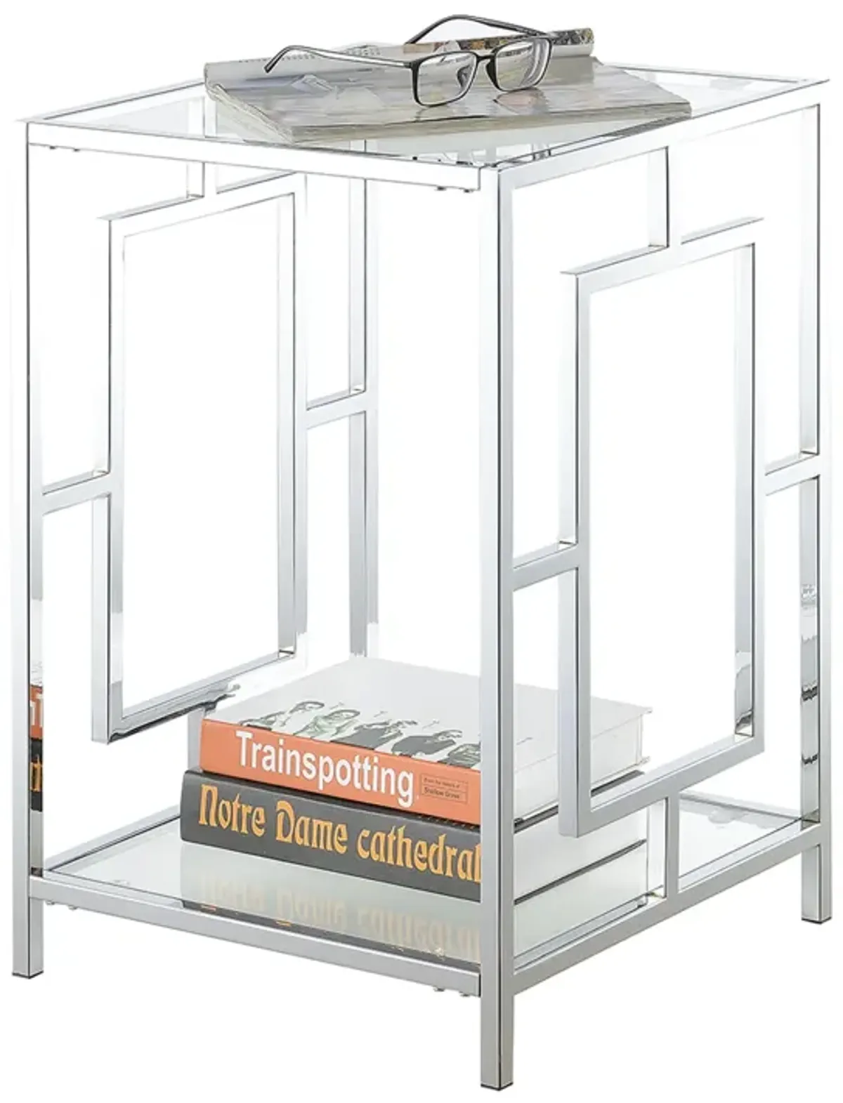 Town Square Chrome End Table with Shelf