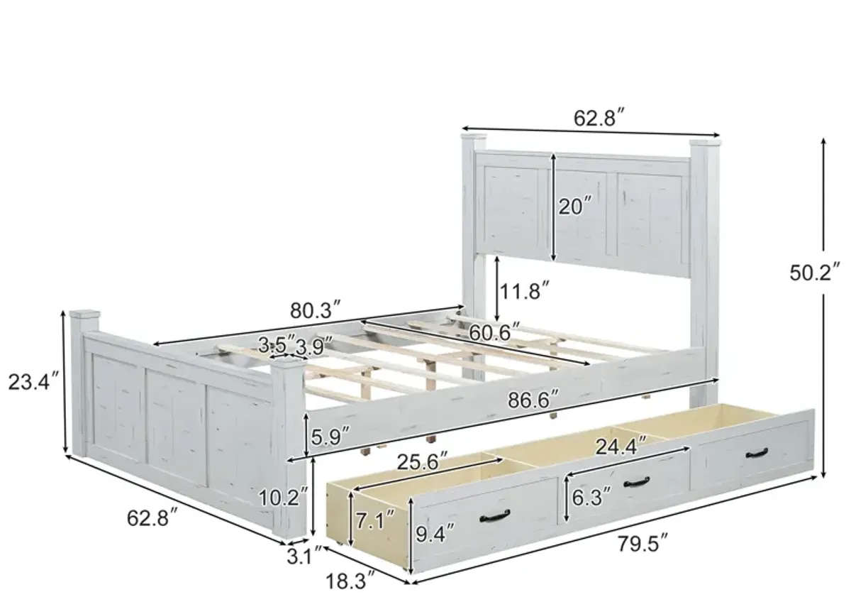 Merax Farmhouse Style Wood Panel Platform Bed