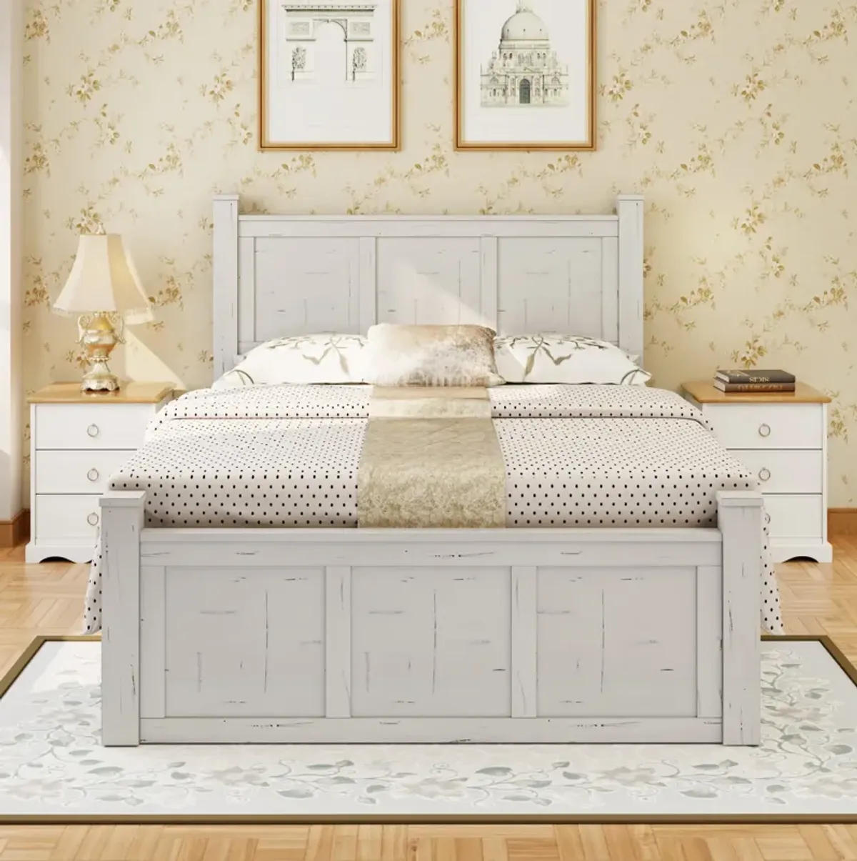 Merax Farmhouse Style Wood Panel Platform Bed