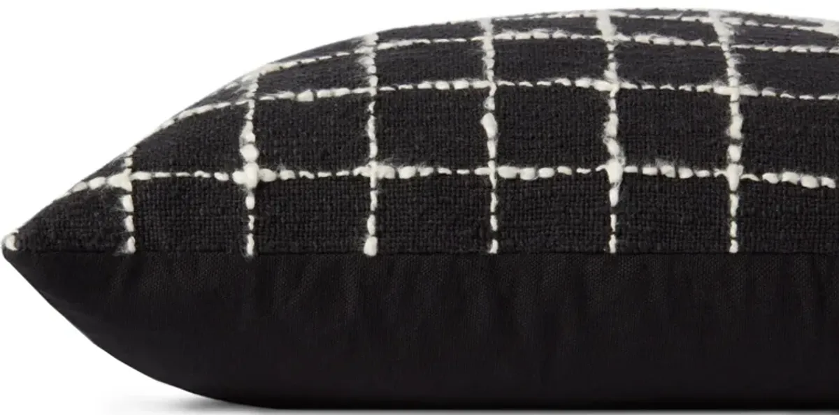 Mary PMH0040 Black/Ivory 18''x18'' Cover Only by Magnolia Home by Joanna Gaines x Loloi