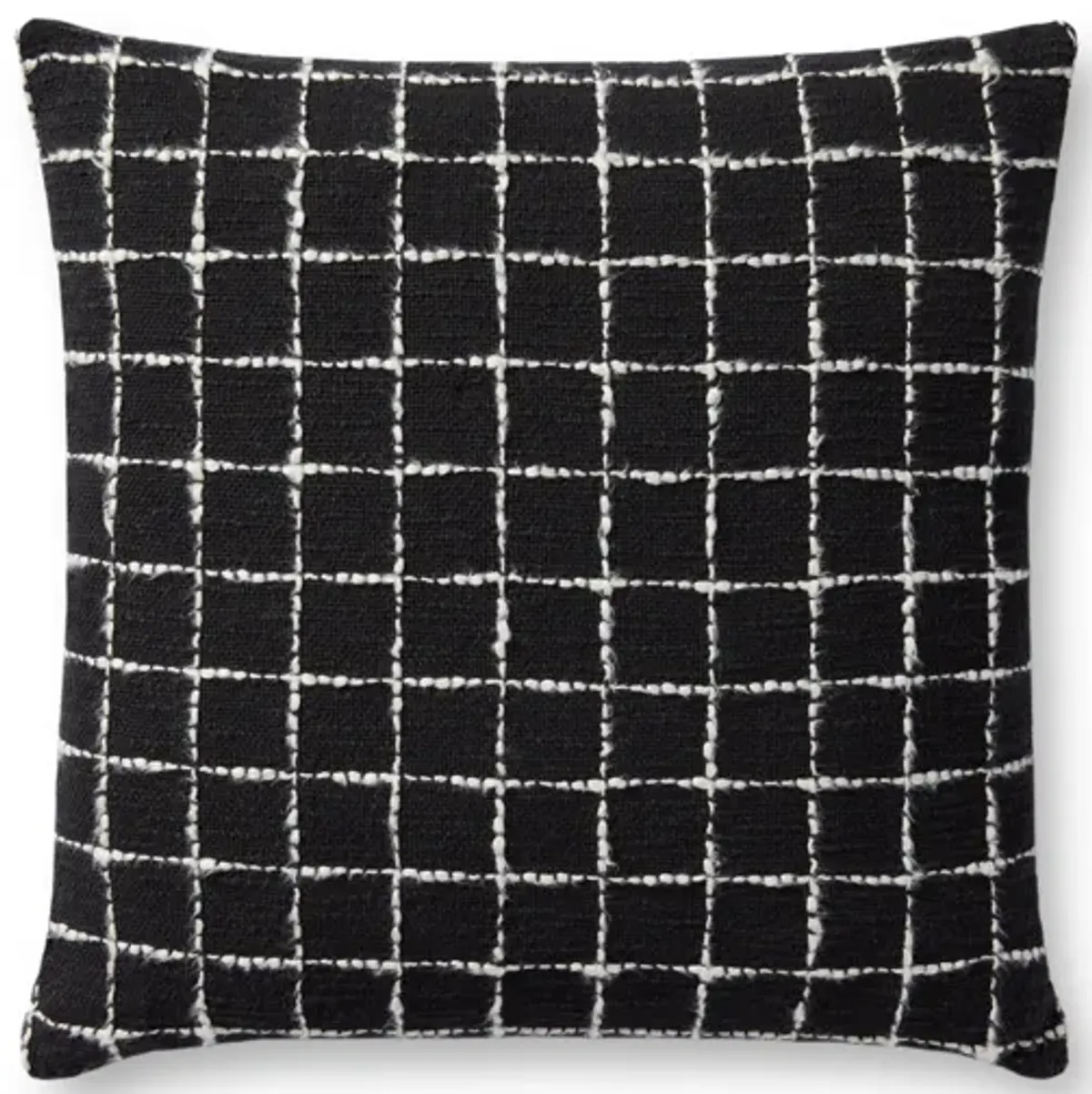 Mary PMH0040 Black/Ivory 18''x18'' Cover Only by Magnolia Home by Joanna Gaines x Loloi
