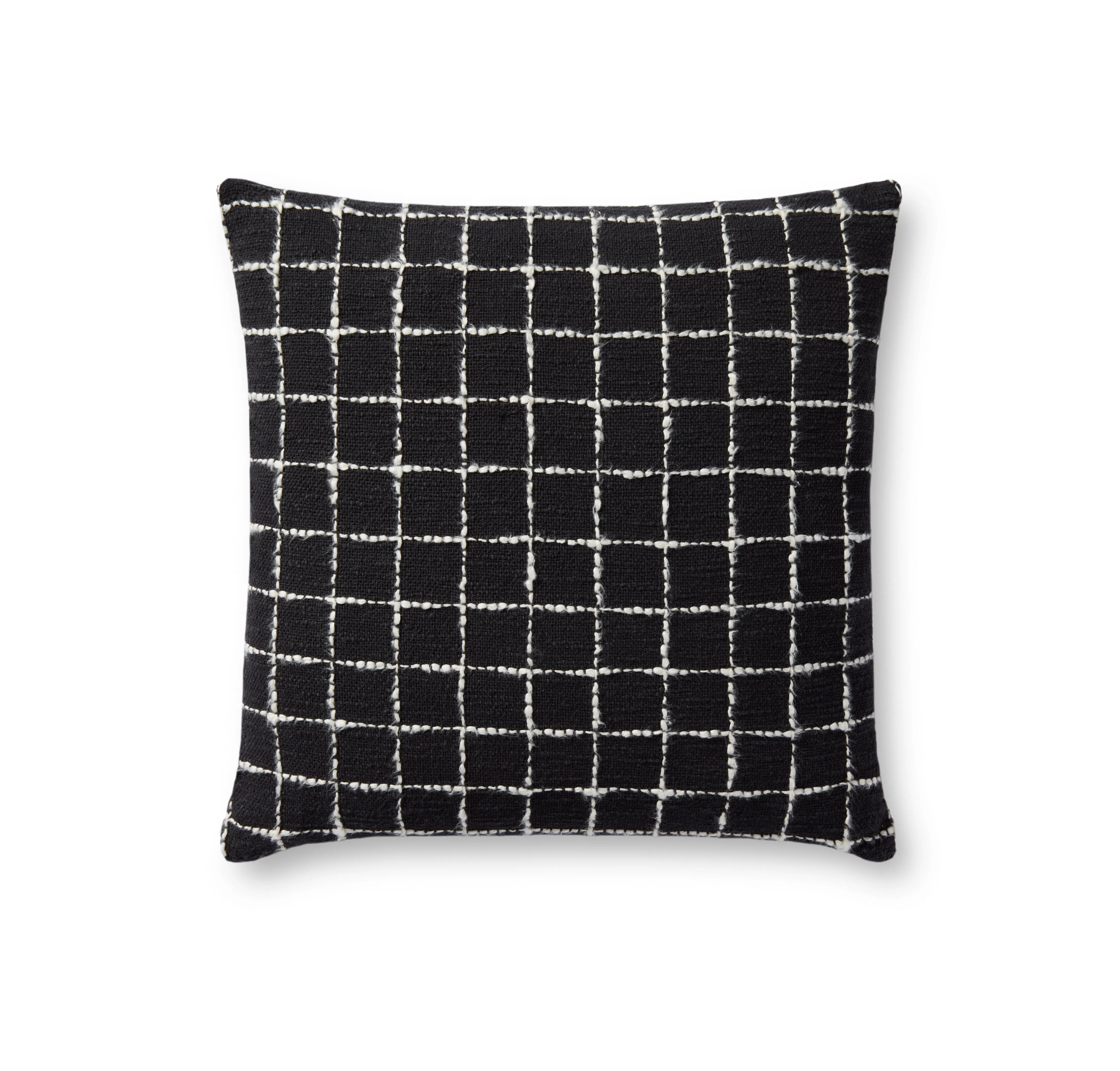 Mary PMH0040 Black/Ivory 18''x18'' Cover Only by Magnolia Home by Joanna Gaines x Loloi