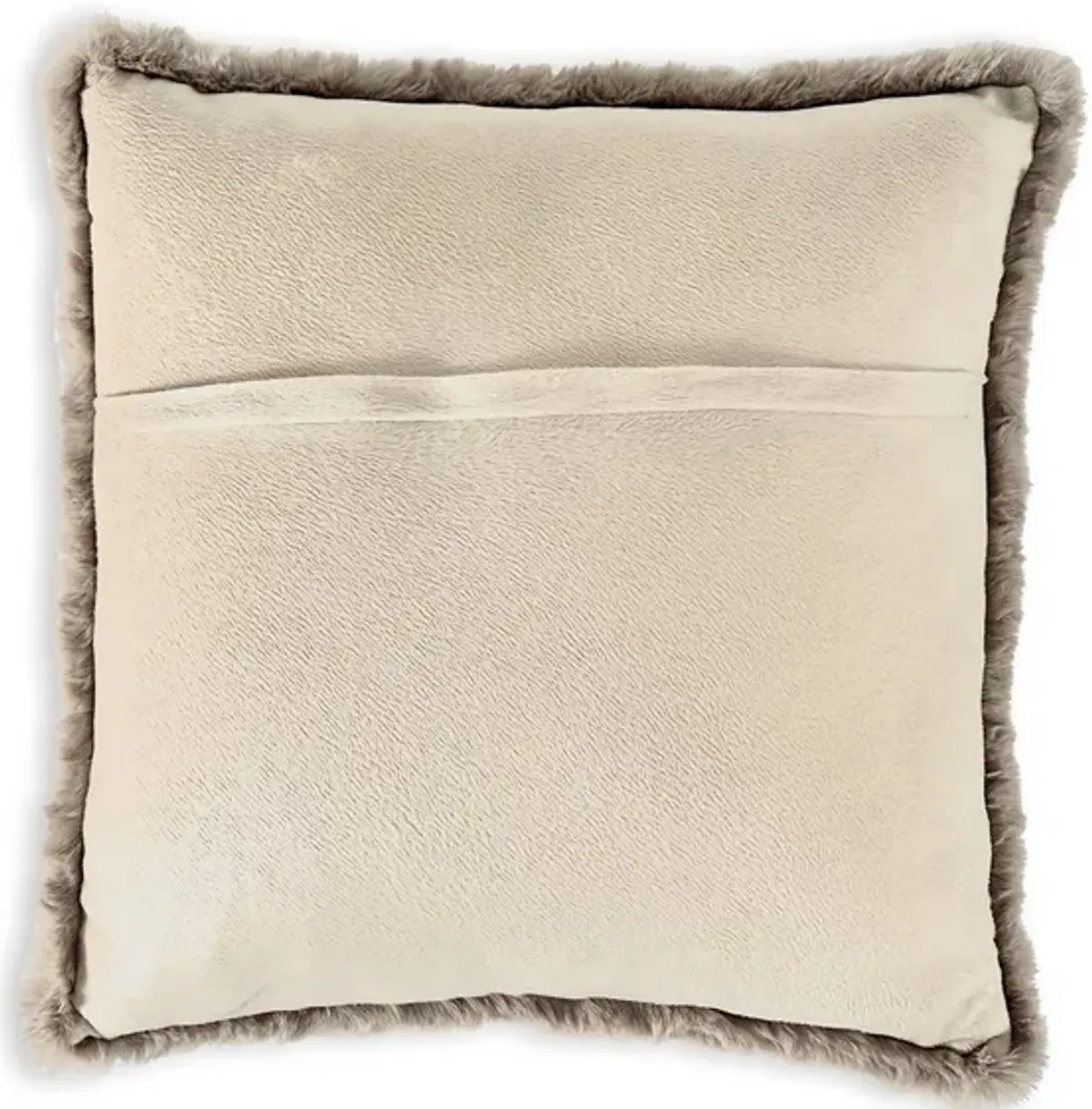 Difi Throw Pillow Set of 4, 20 Inch, Faux Rabbit Fur Face, Taupe Polyester -