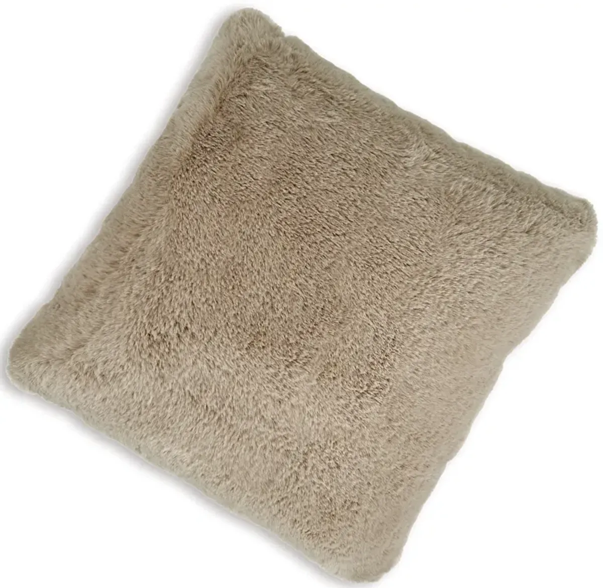 Difi Throw Pillow Set of 4, 20 Inch, Faux Rabbit Fur Face, Taupe Polyester -