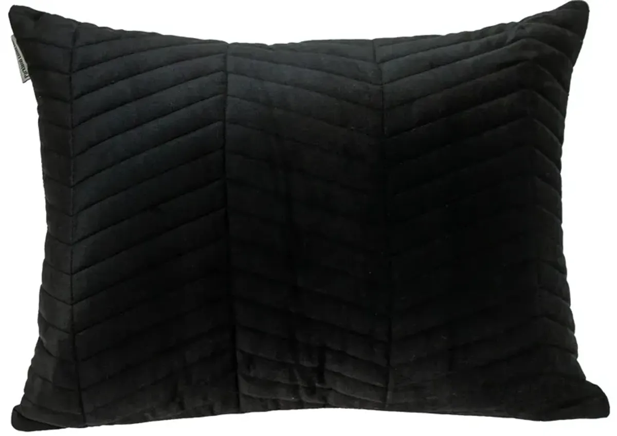 24" Solid Black Textured Rectangular Cotton Throw Pillow