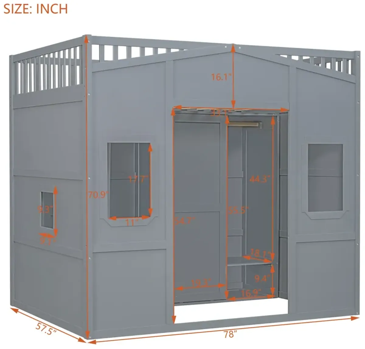 Merax  House Loft Bed With Ladder and Wardrobe