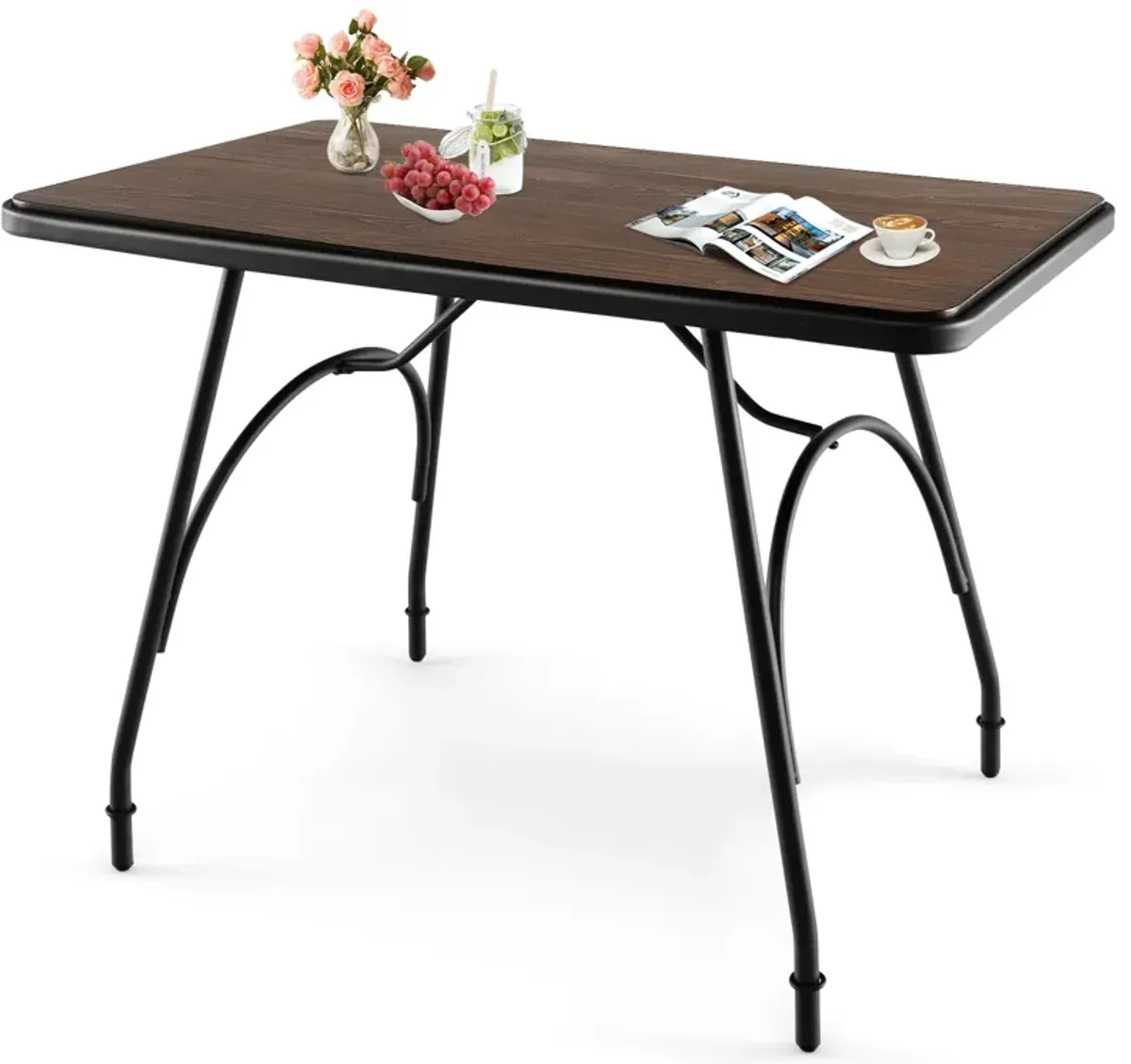 43 x 27.5 Inch Industrial Style Dining Table with Adjustable Feet-Rustic Brown