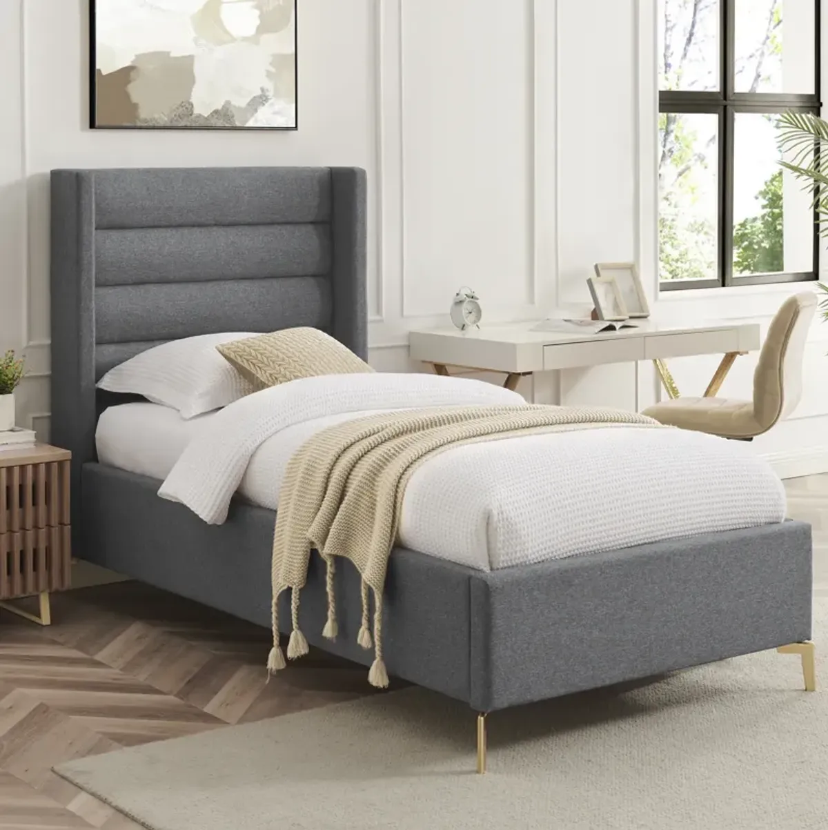 Inspired Home Ames Velvet Platform Bed